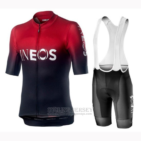 2019 Cycling Jersey Castelli Ineos Black Red Short Sleeve and Bib Short
